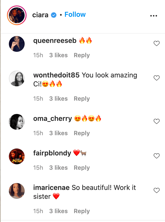Screenshot of fan comments on Ciara Wilson's photo.|Source: Instagram/ciara