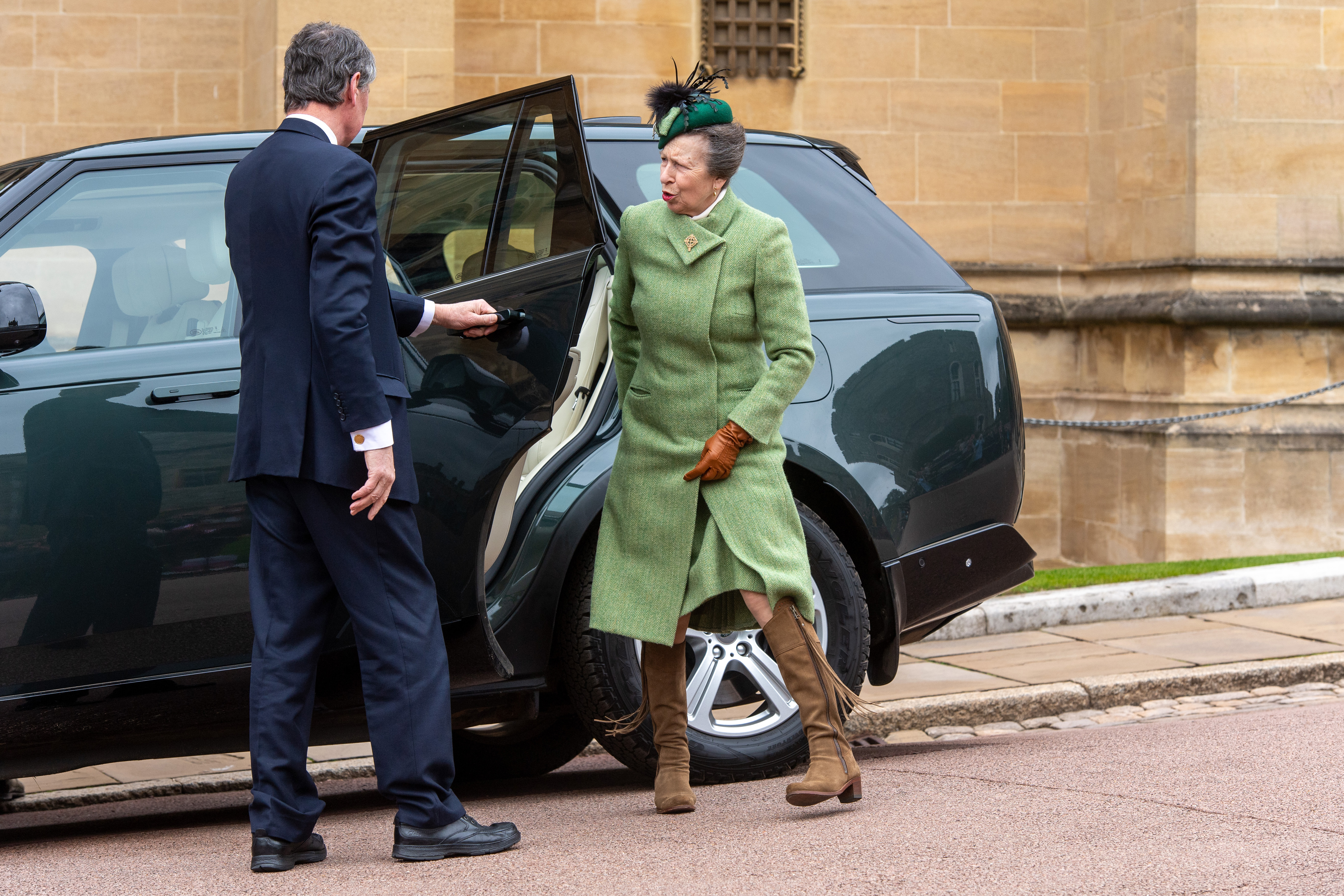 Princess Anne attending the Easter Mattins Service in Windsor, England on March 31, 2024 | Source: Getty Images