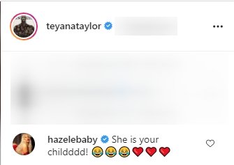 A comment on Teyana Taylor's Instagram post featuring her daughter, Junie. | Photo: Instagram/teyanataylor