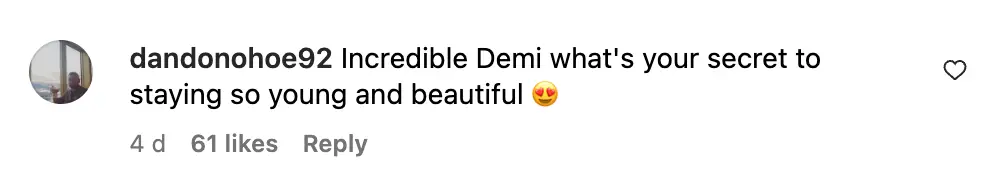 Fan comment, dated October 2023 | Source: Instagram/demimoore