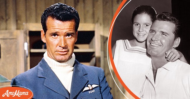 American actor James Garner on a movie set. [Left] | James Garner and his daughter Gigi smile as they hug each other in a photo. [Right] | Photo: Getty Images
