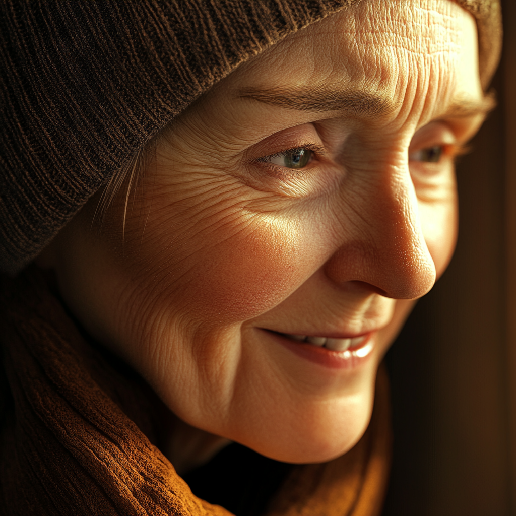 An older lady smiling | Source: Midjourney