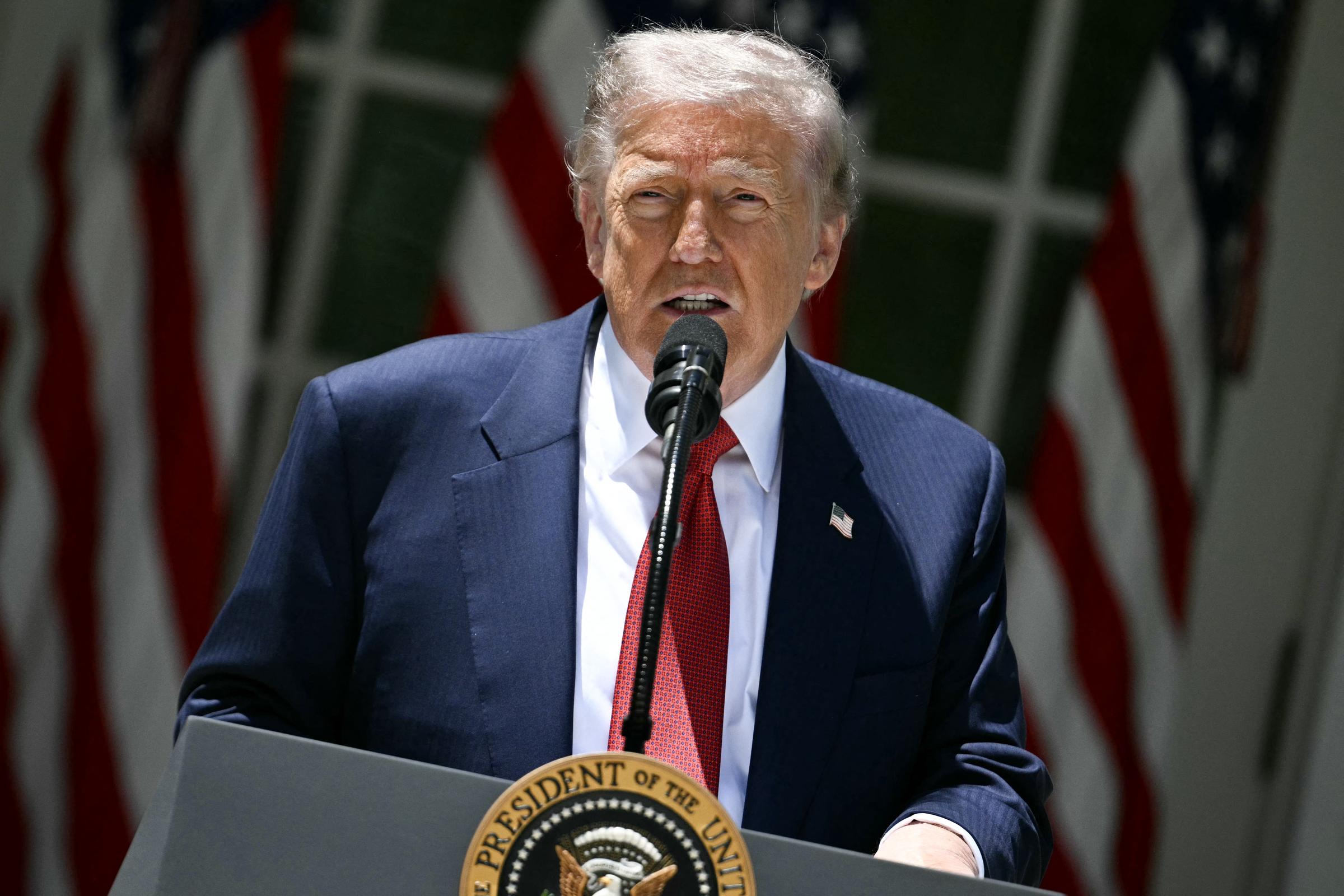 Donald Trump speaks during a Mother's Day luncheon in the Rose Garden of the White House on May 8, 2026, in Washington, DC | Source: Getty Images