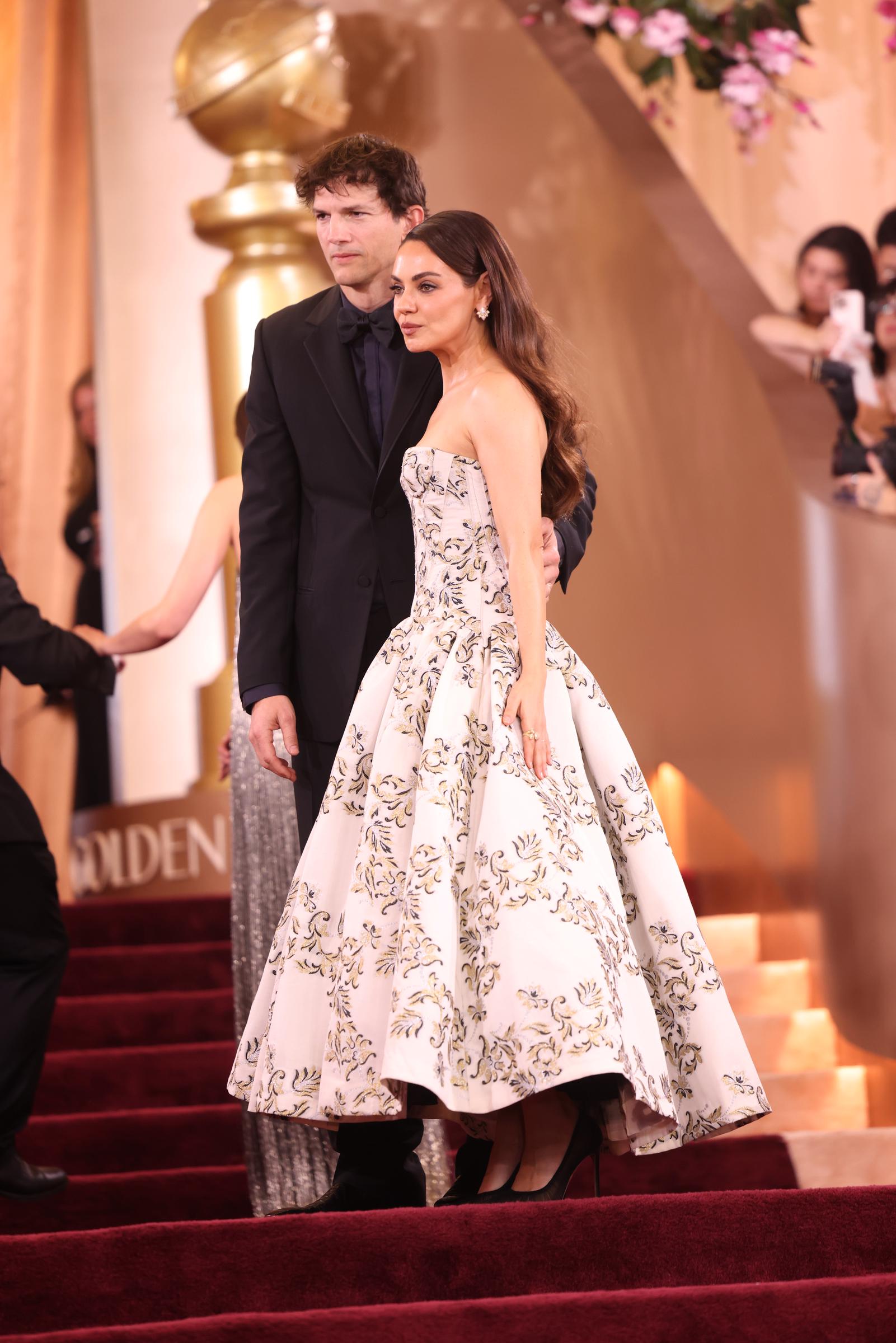 Ashton Kutcher and Mila Kunis on the red carpet at the Annual Golden Globes in Beverly Hills, California on January 11, 2026. | Source: Getty Images