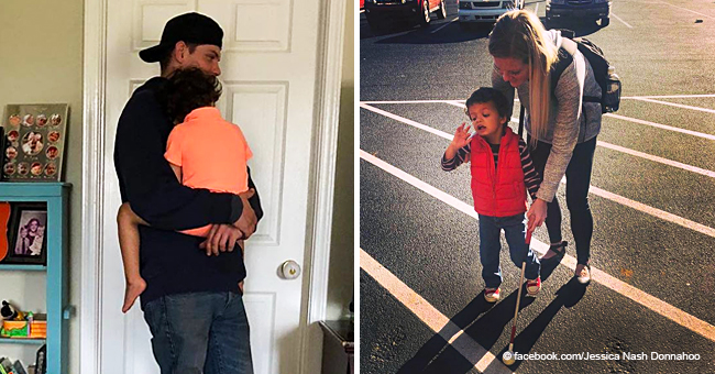 Mom posts viral photo of cable Tech who Held and Comforted Her Blind Son While Doing His Job