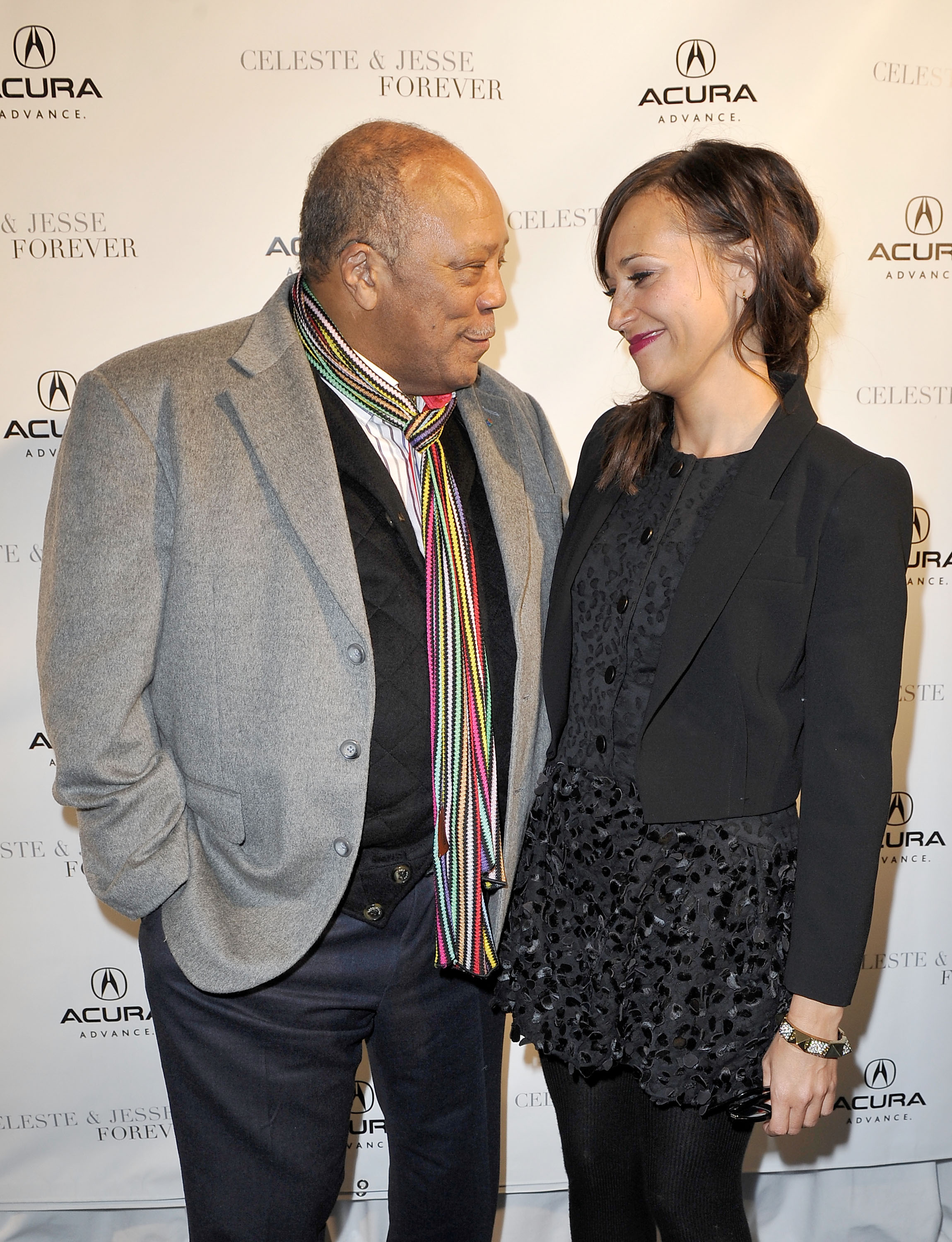 Quincy and Rashida Jones attend the "Celeste and Jesse Forever" dinner in Park City, Utah, on January 20, 2012 | Source: Getty Images