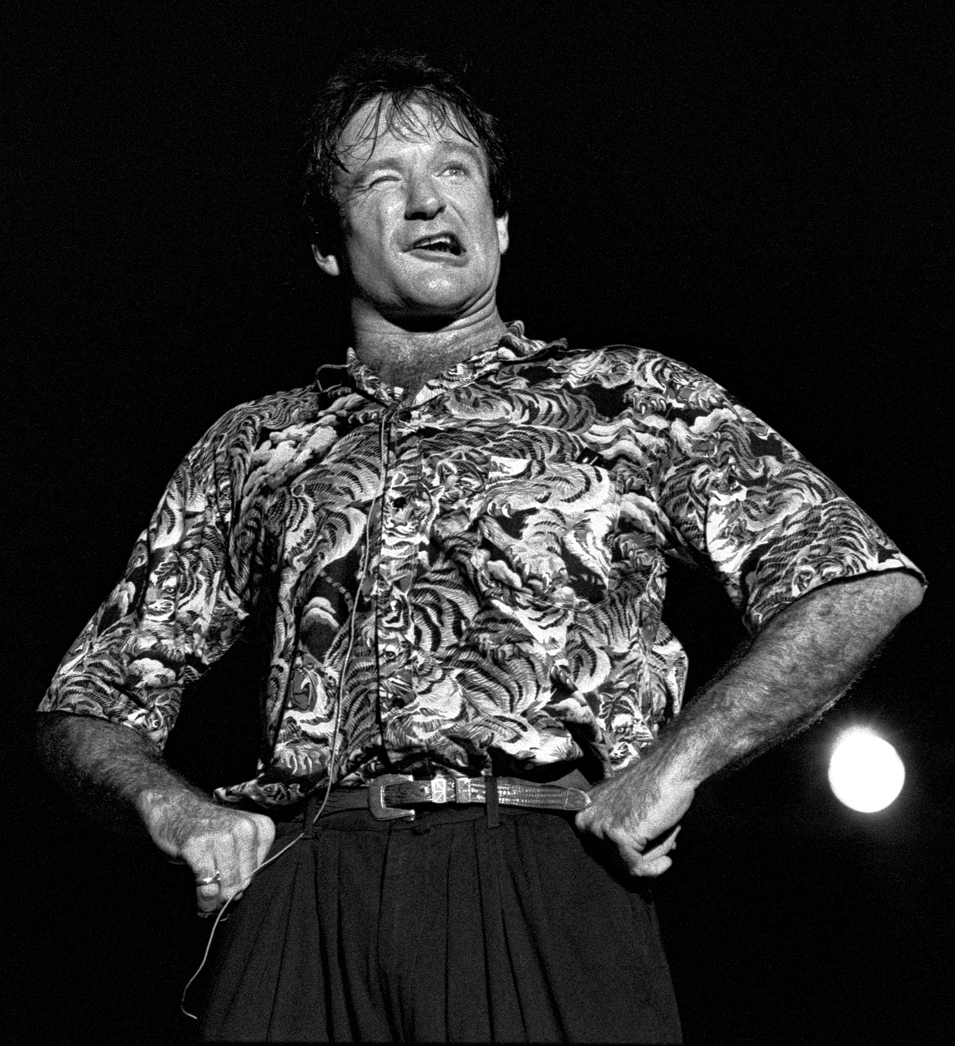 Robin Williams at Chastain Park Amphitheater in Atlanta Georgia, 1986. | Source: Getty Images