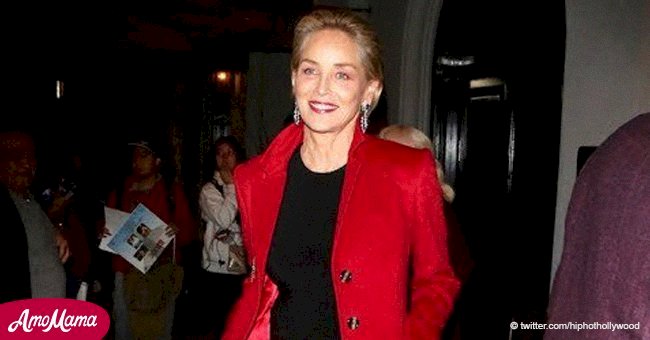 Sharon Stone turns heads in vintage blue velvet clogs at an LA dinner