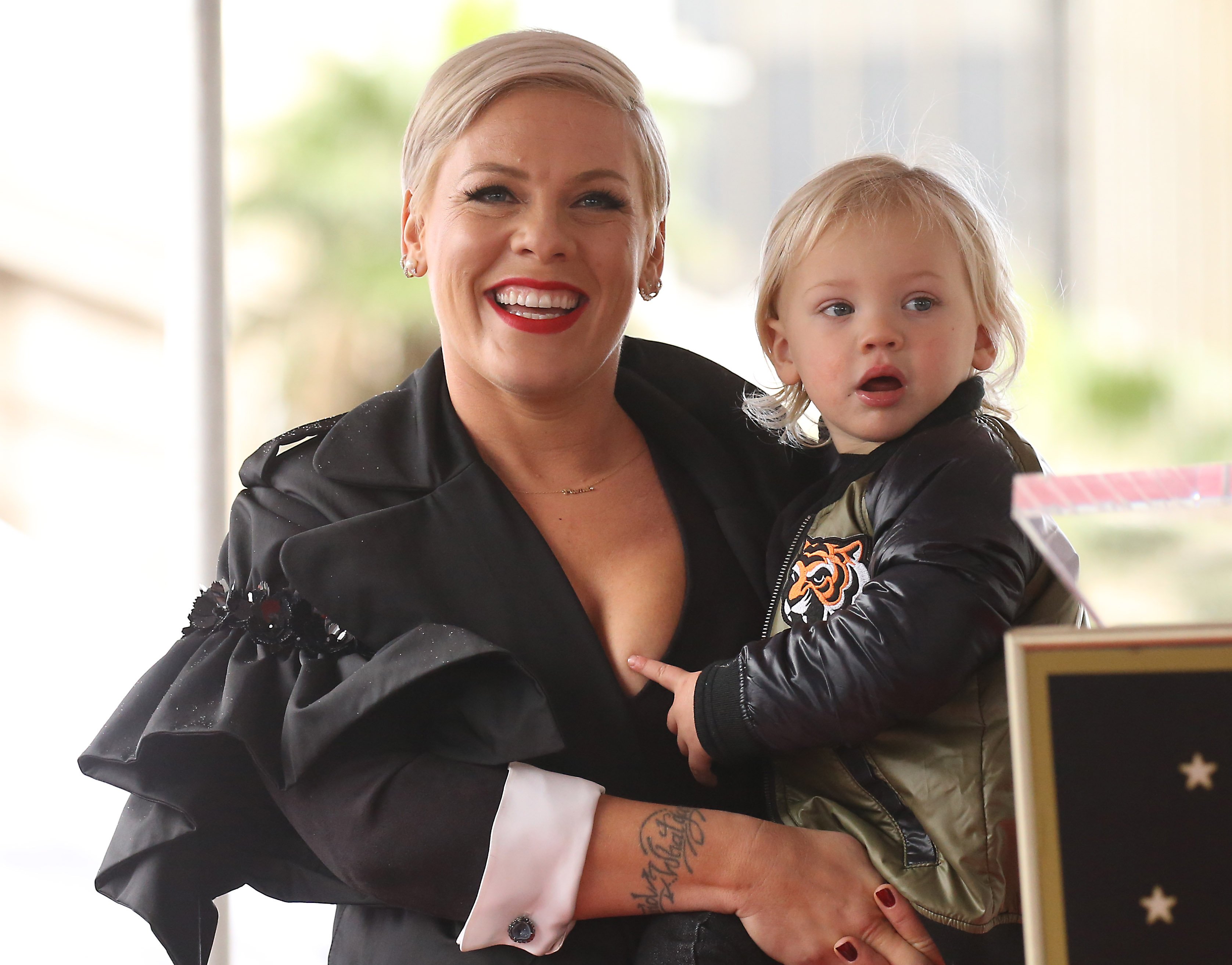 Alecia Beth Moore, aka Pink, and her son Jameson Hart attend the Hollywood Walk of Fame honoring for the singer in Hollywood, California on February 5, 2019 | Photo: Getty Images