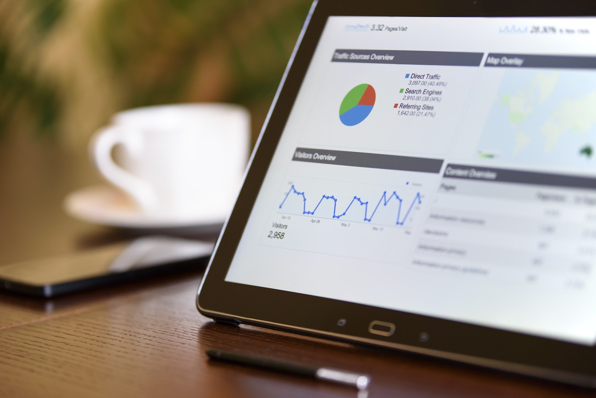 Estadísticas y gráficos de marketing digital en una pantalla. | Foto: Pixabay