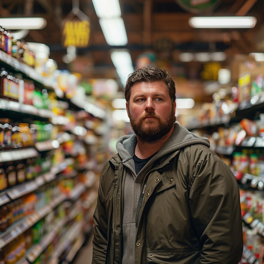 A man in a grocery store | Source: Midjourney