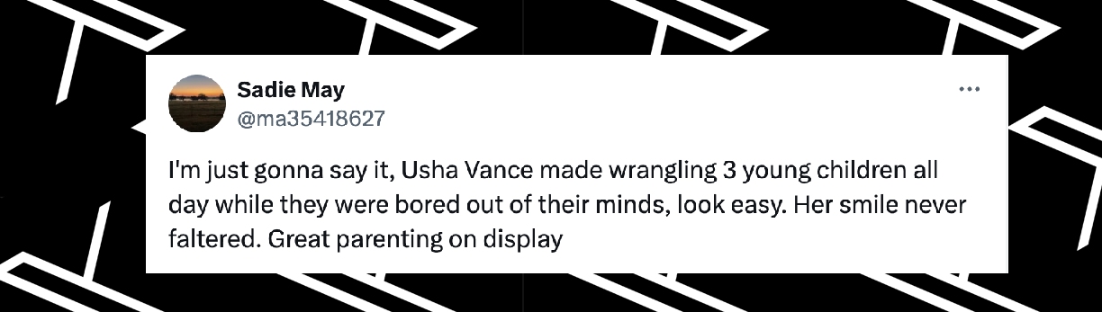 A user commends on Usha Vance's parenting, dated January 21, 2025 | Source: X/ma35418627