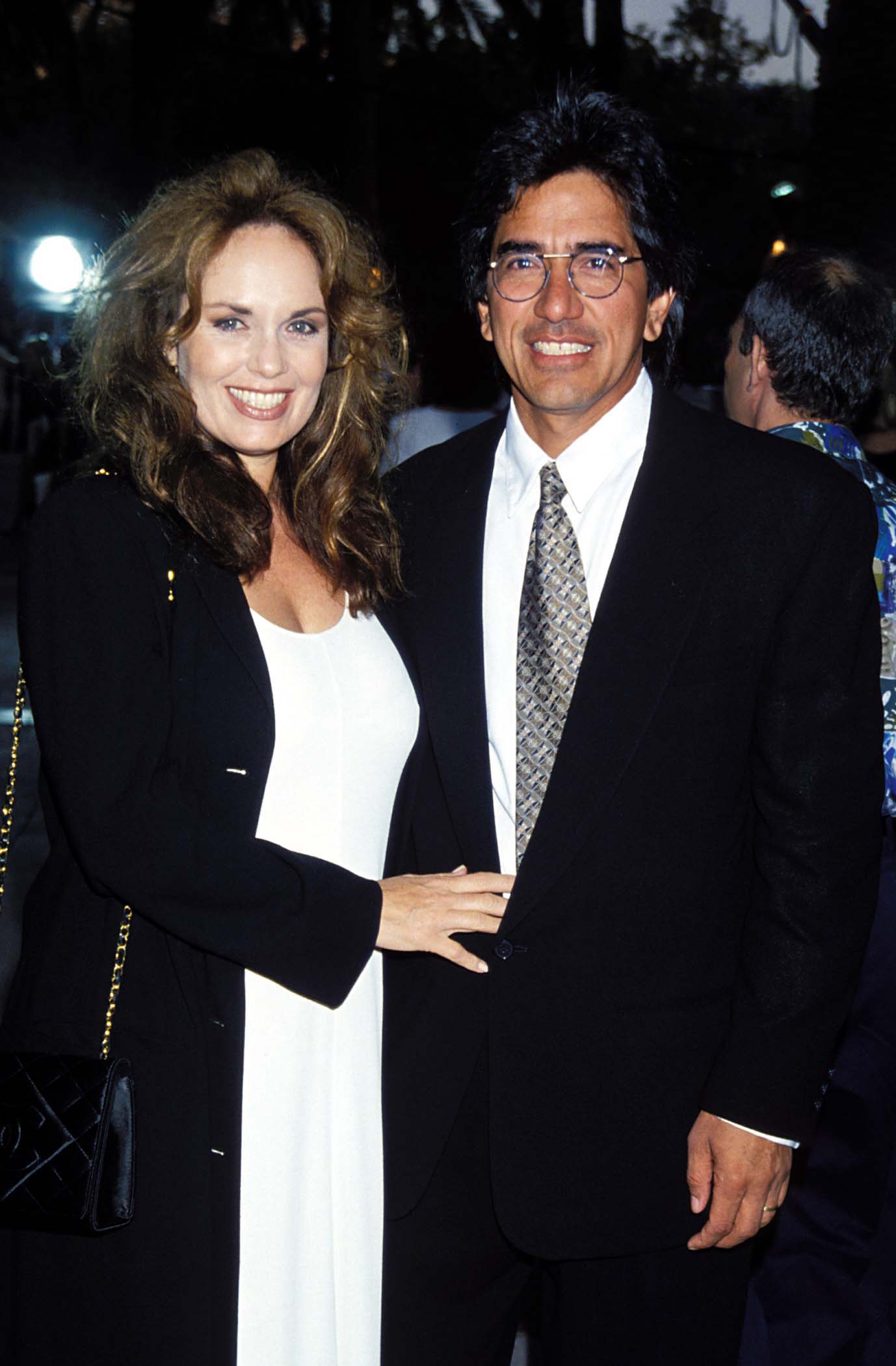 Catherine Bach and husband Peter Lopez at "Who's Tommy" Premiere in 1994 | Source: Getty Images