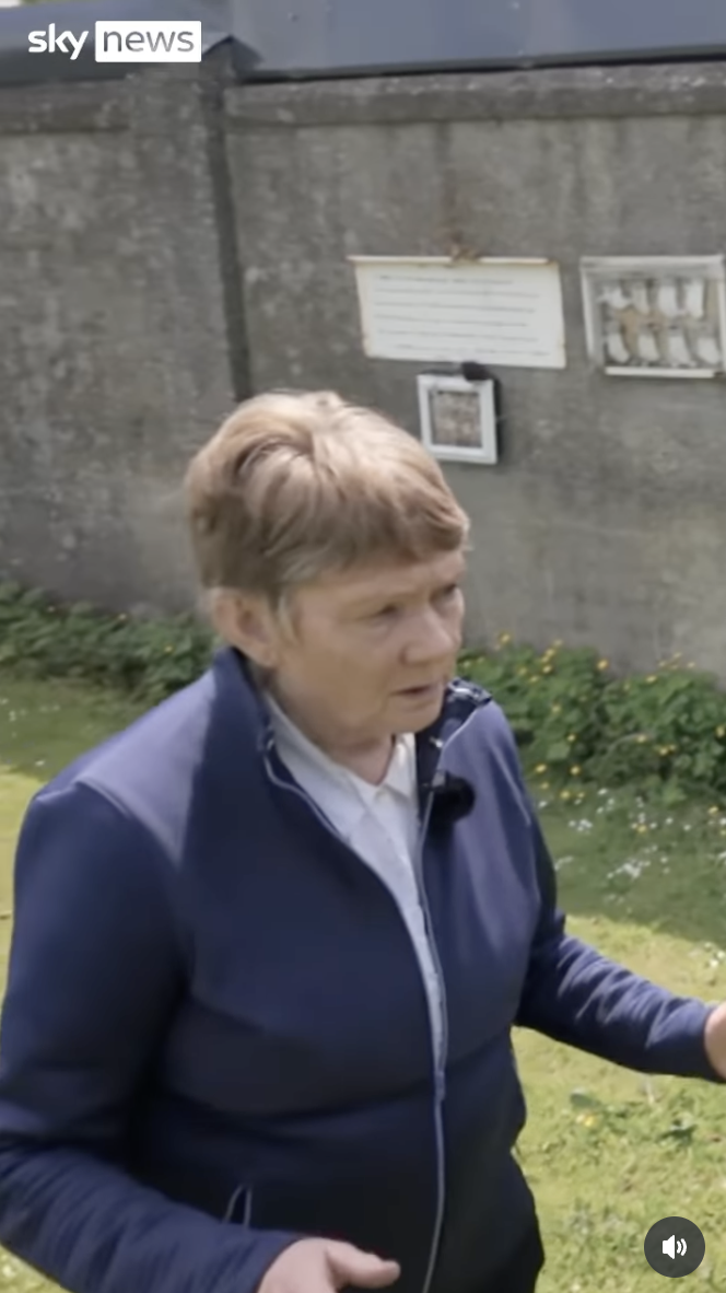 Historian Catherine Corless is seen at the former site of the Bon Secours Mother and Baby home in a video dated June 16, 2025 | Source: Instagram/skynews