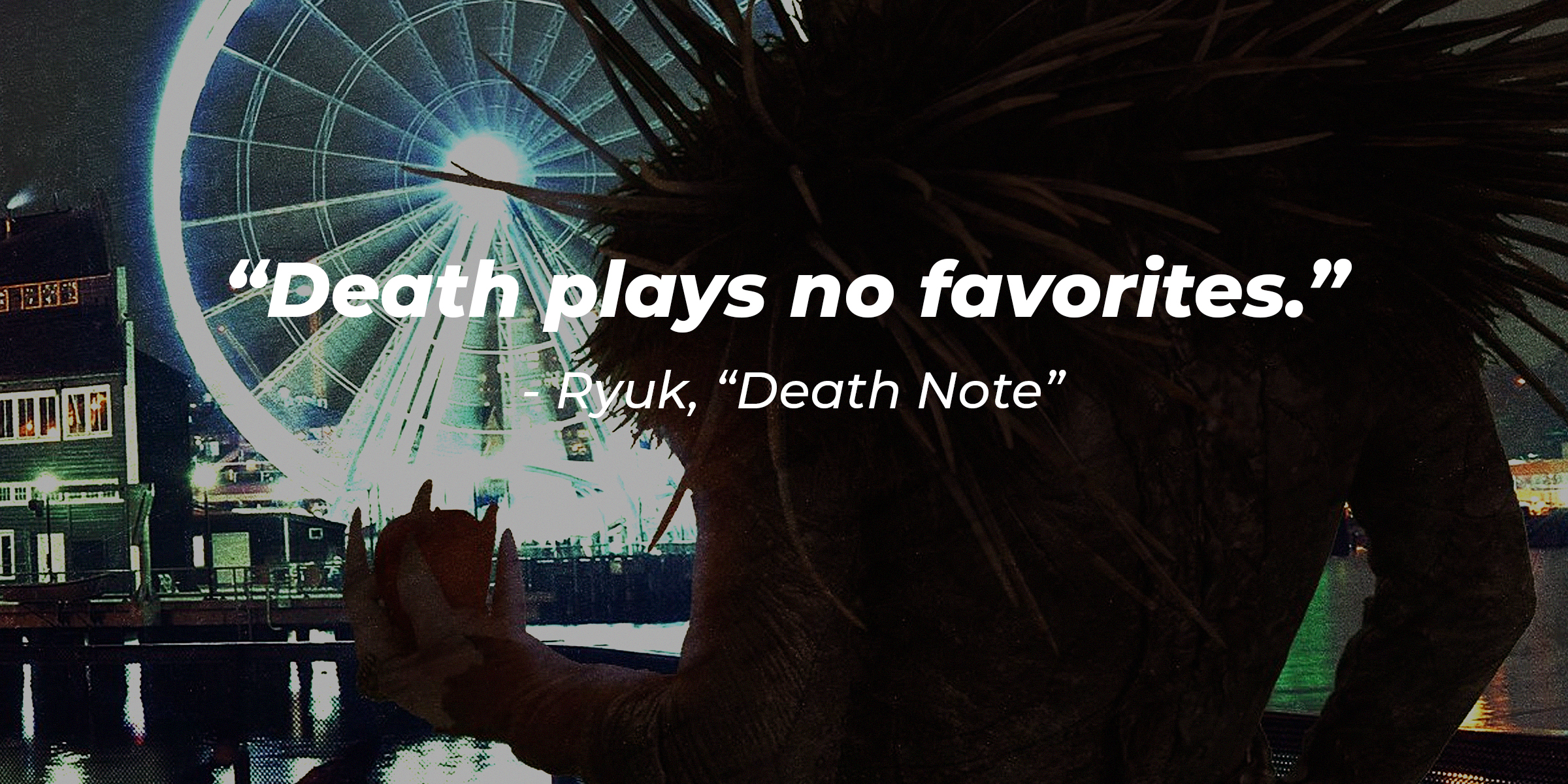 Ryuk with his quote: "Death plays no favorites." | Source: Facebook.com/deathnote