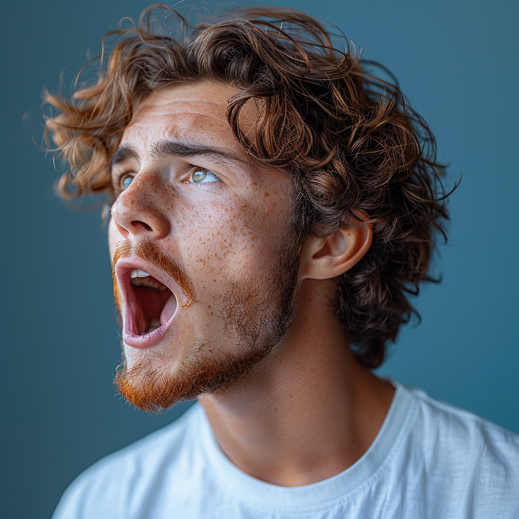 A shocked man shouting | Source: Midjourney