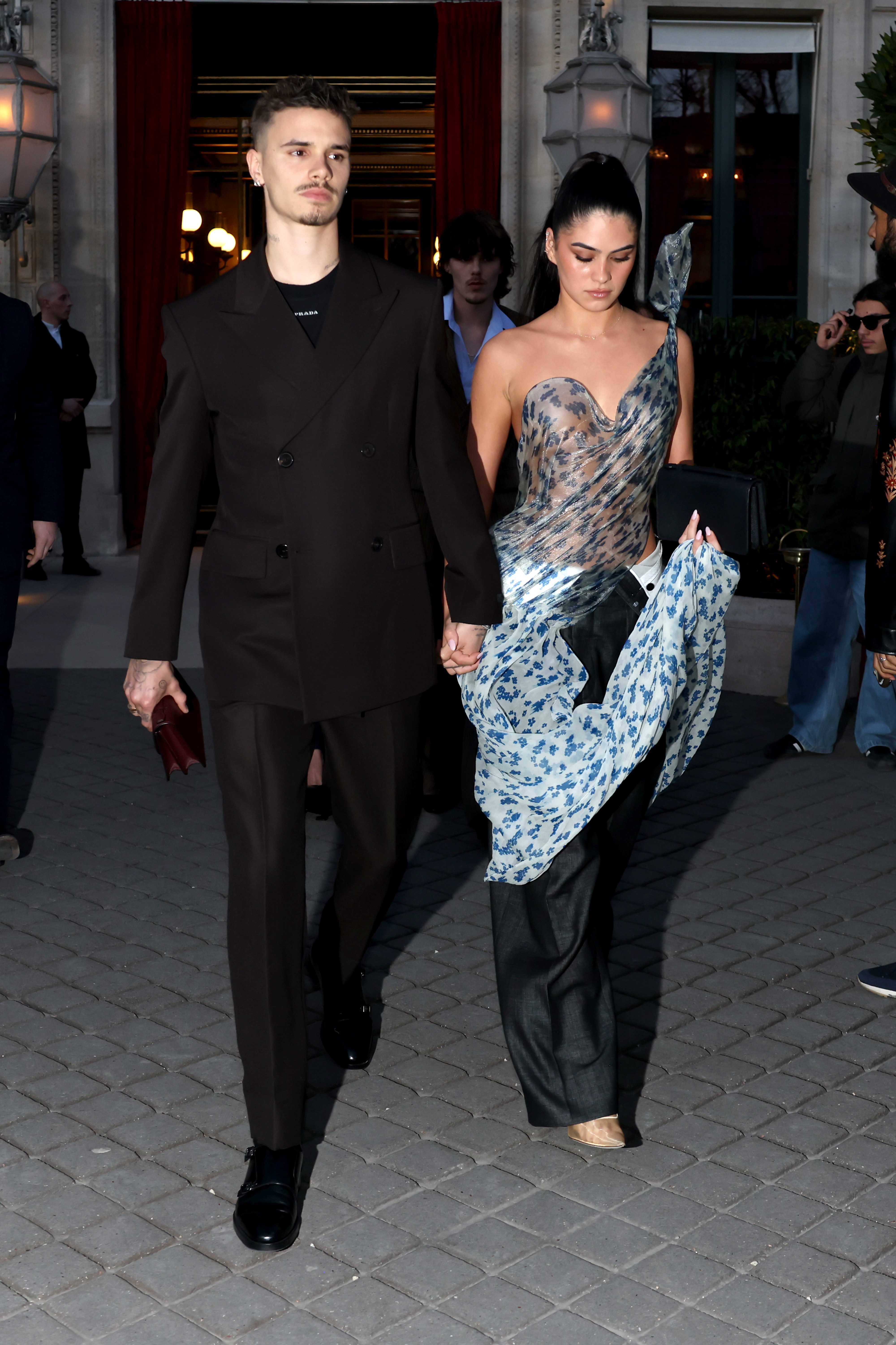 Romeo Beckham and Kim Turnbull during Paris Fashion Week. | Source: Getty Images