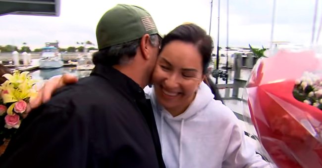 Desireé Rodriguez hugging one of the fisherman who saved her. ┃Source: youtube.com/CBS Sunday Morning