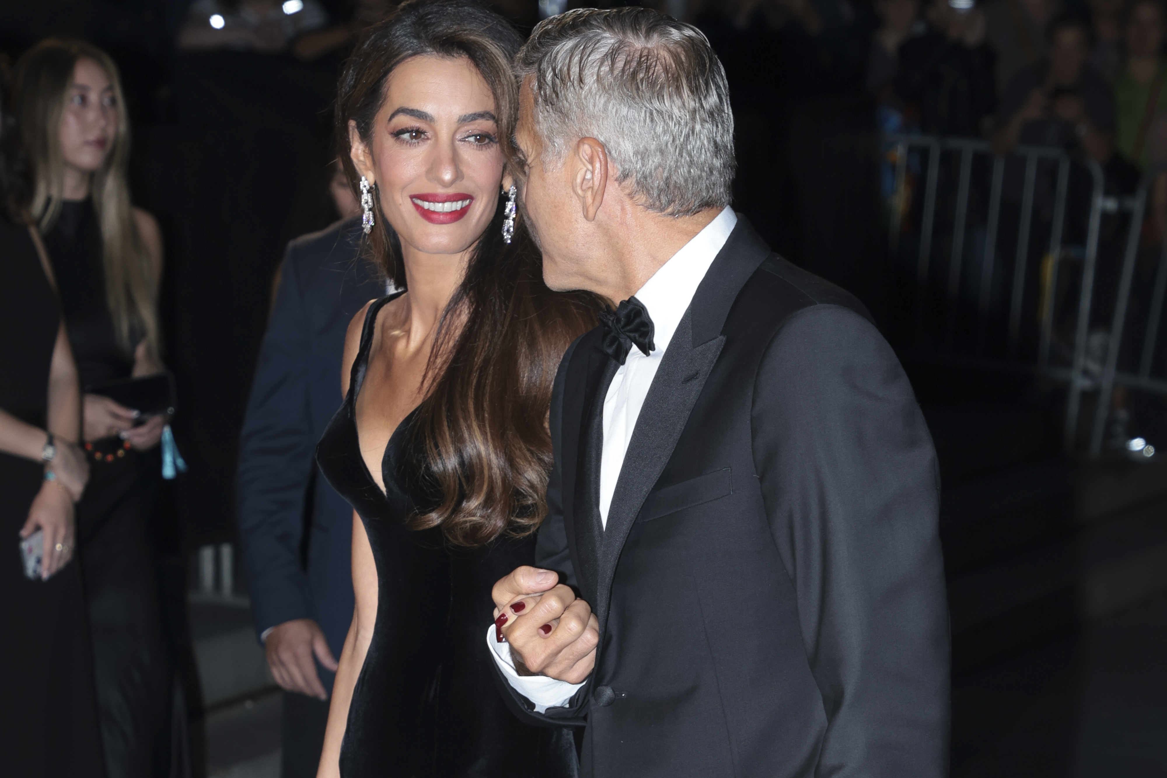 Amal and George Clooney arrive for "The Albies" hosted by the Clooney Foundation for Justice at the New York Public Library in New York, on September 26, 2024 | Source: Getty Images