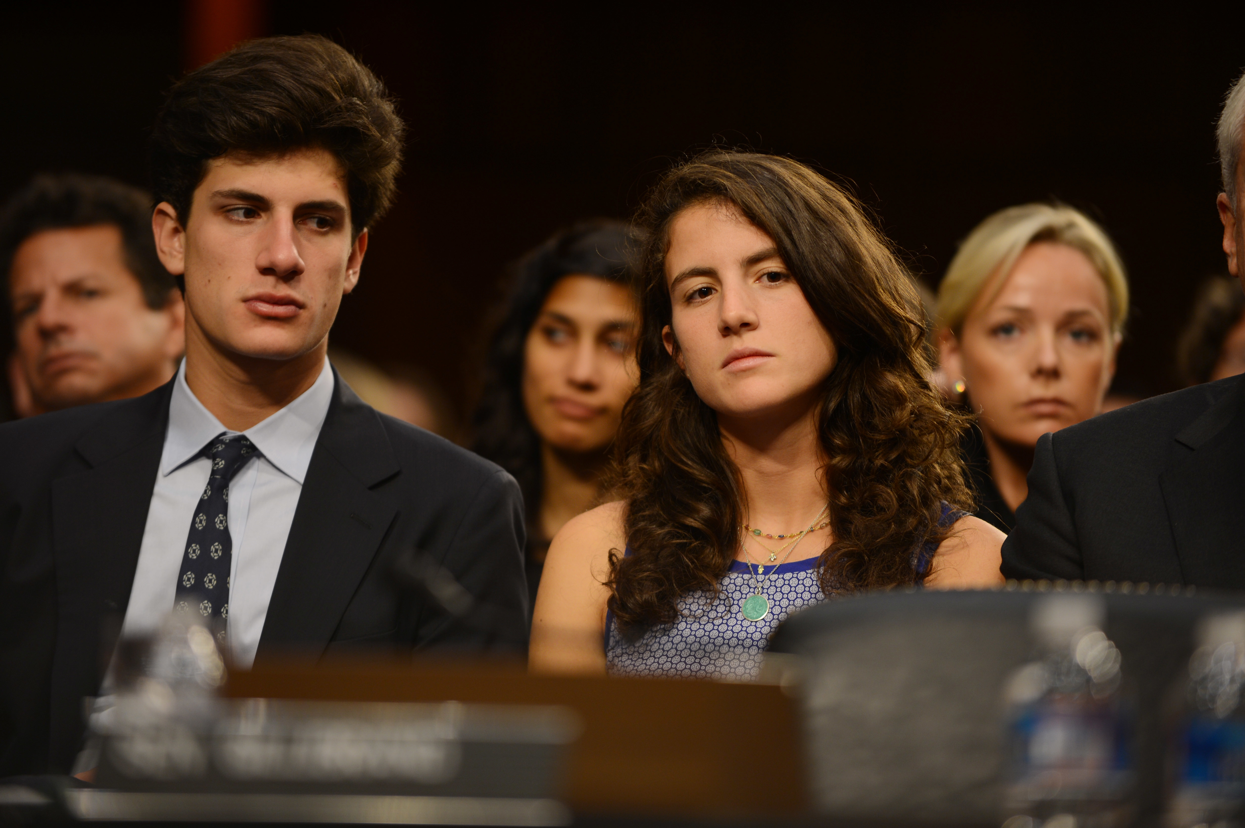 Jack and Tatiana Schlossberg listen as Caroline Kennedy goes before the U.S. Senate Foreign Relations Committee for questioning as they determine if she will be the next U.S. Ambassador to Japan in 2013 | Source: Getty Images
