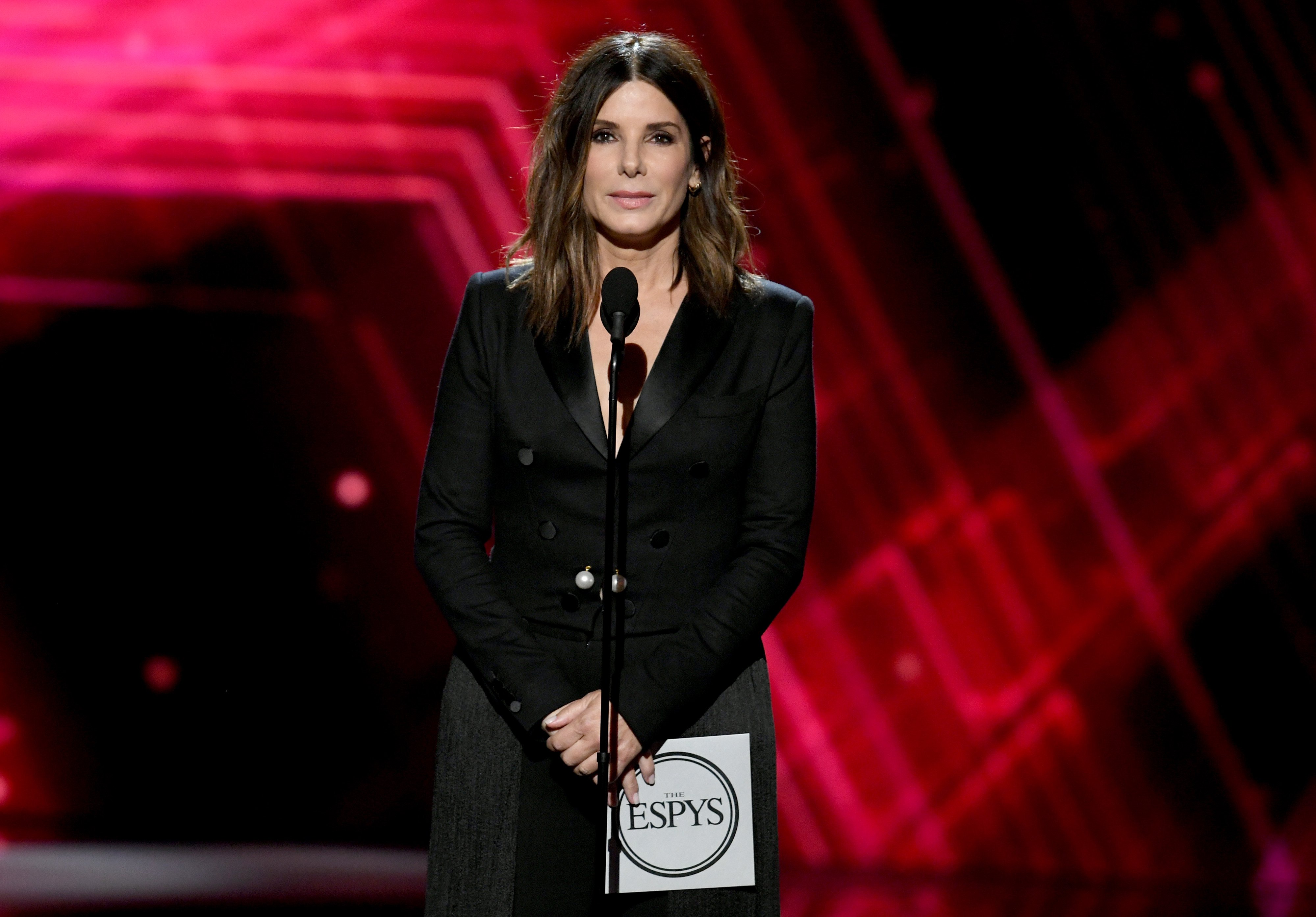 Sandra Bullock speaking onstage during The 2019 ESPYs at Microsoft Theater on July 10, 2019 in Los Angeles, California. / Source: Getty Images