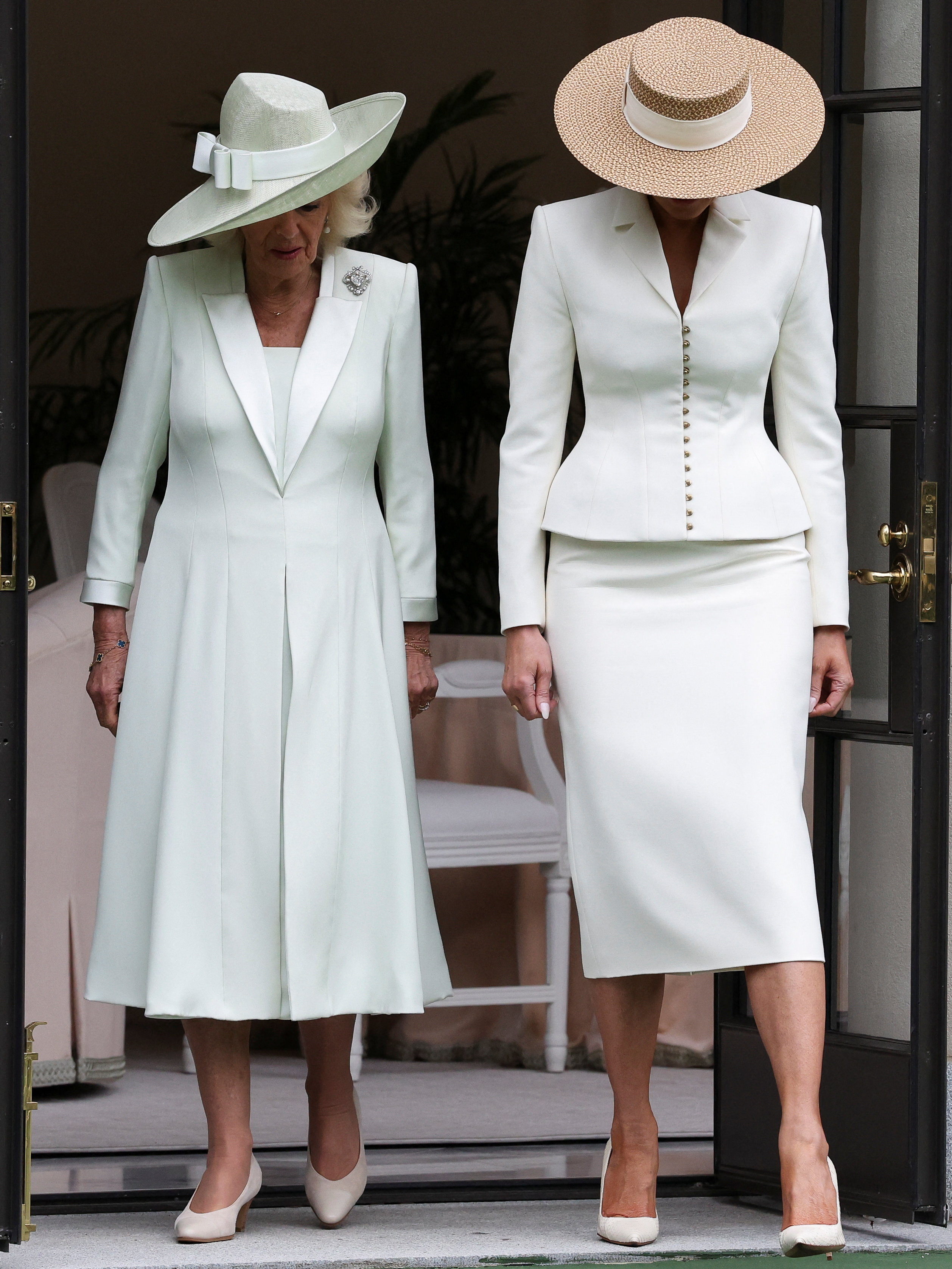 Melania Trump and Queen Camilla attend a cross-cultural educational event at the White House Tennis Pavilion, April 28, 2026. | Source: Getty Images