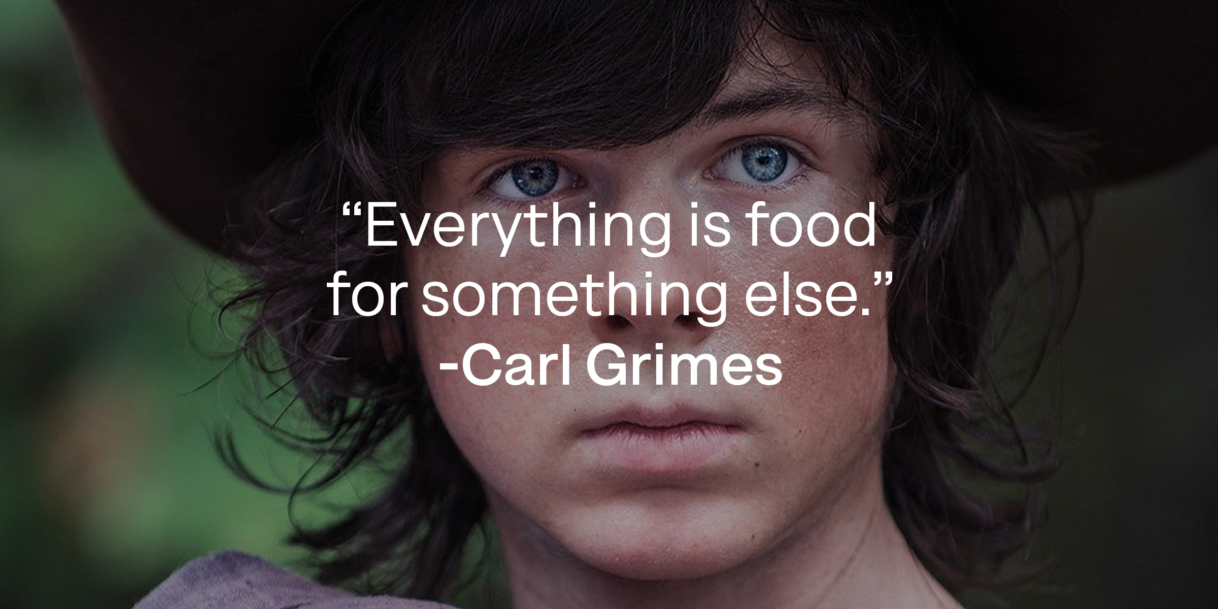 Carl Grimes, with his quote: “Everything is food for something else.” | Source: facebook.com/TheWalkingDeadAMC