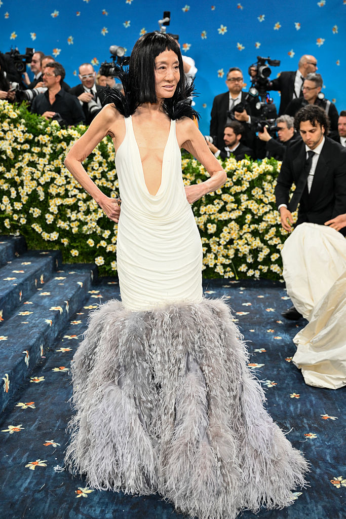 US fashion designer Vera Wang at the Met Gala at the Metropolitan Museum of Art on May 5, 2025, in New York.