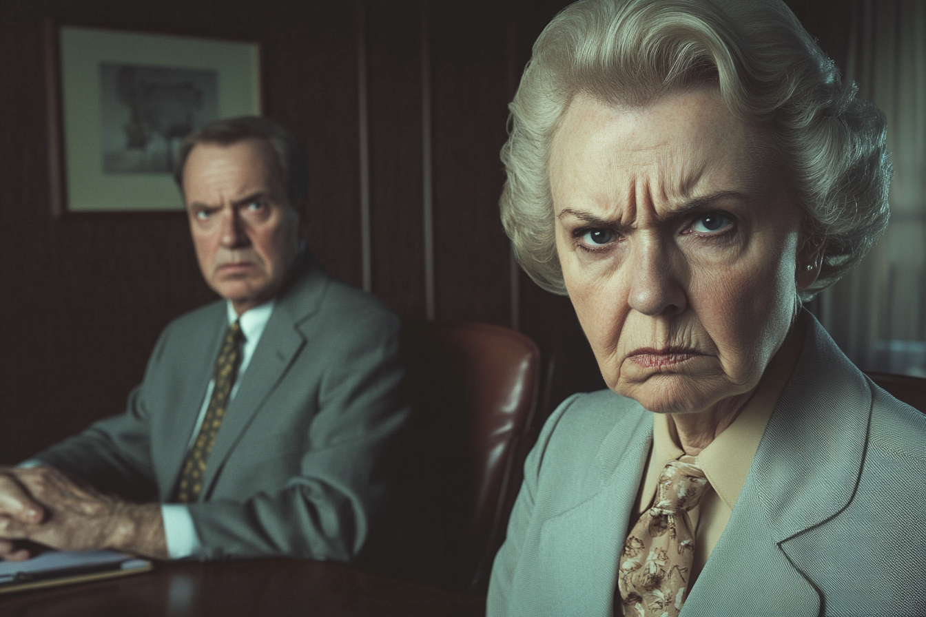 Angry older couple in a lawyer's office | Source: Midjourney