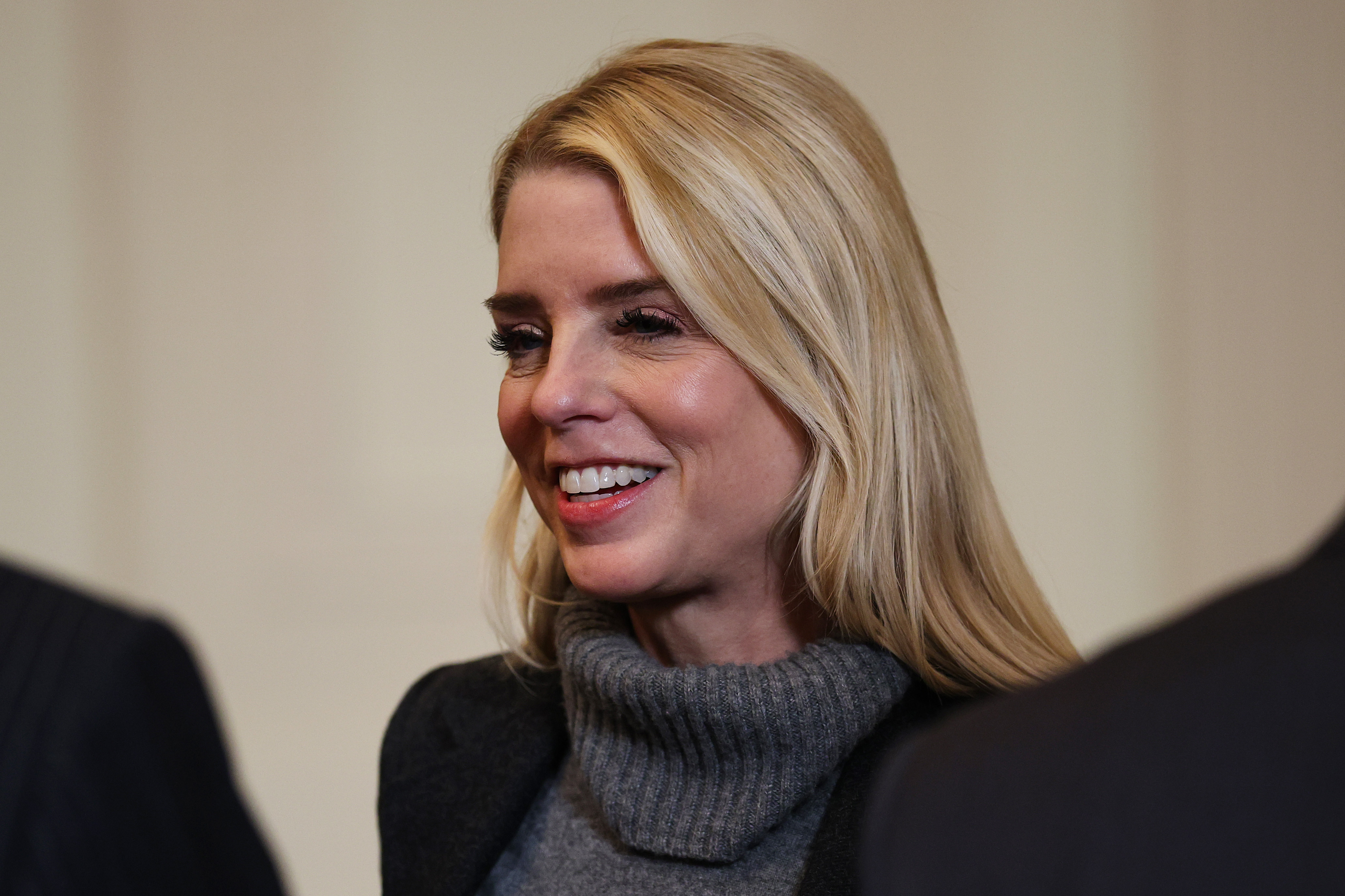 Pam Bondi attends an event celebrating the MLS Cup Champions Inter Miami CF in the East Room of the White House in Washington, DC on March 5, 2026. | Source: Getty Images