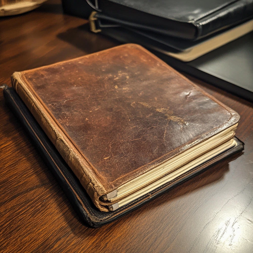 A worn leather book | Source: Midjourney