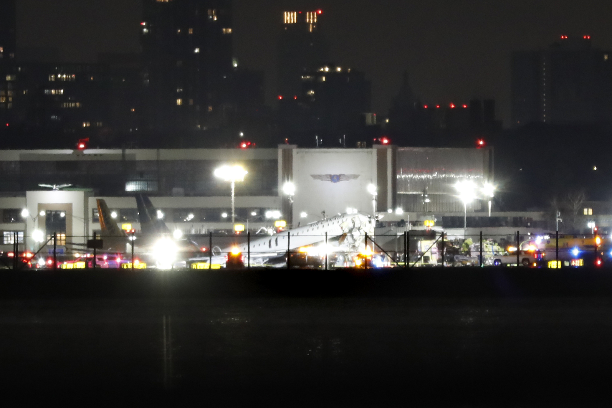 The accident site is seen at LaGuardia Airport after an Air Canada plane collided with a fire truck while landing on March 23, 2026, in New York City | Source: Getty Images
