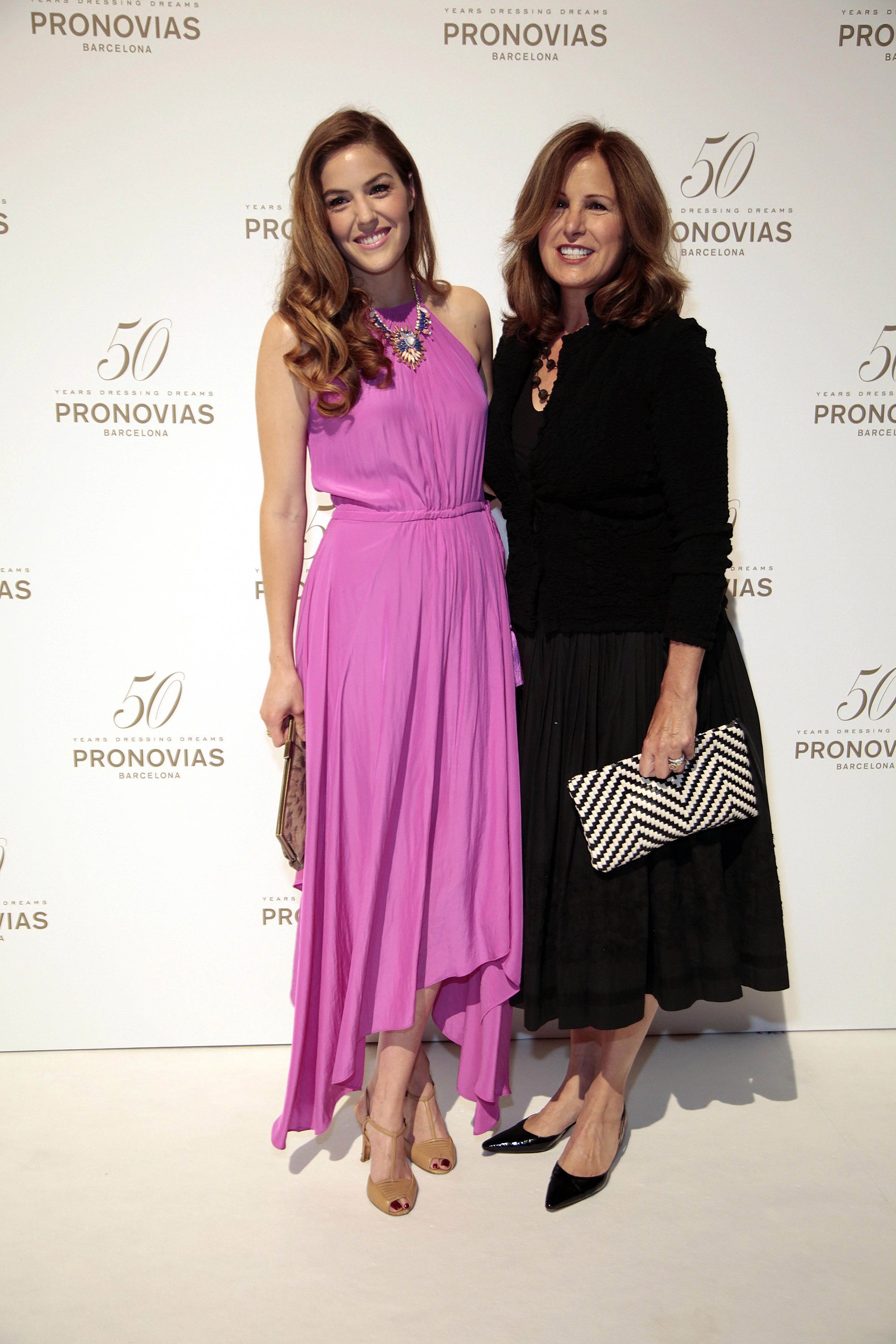 Lily Costner and Cindy Silva at the Barcelona Bridal Week 2014 in Barcelona, Spain on May 9, 2014 | Source: Getty Images