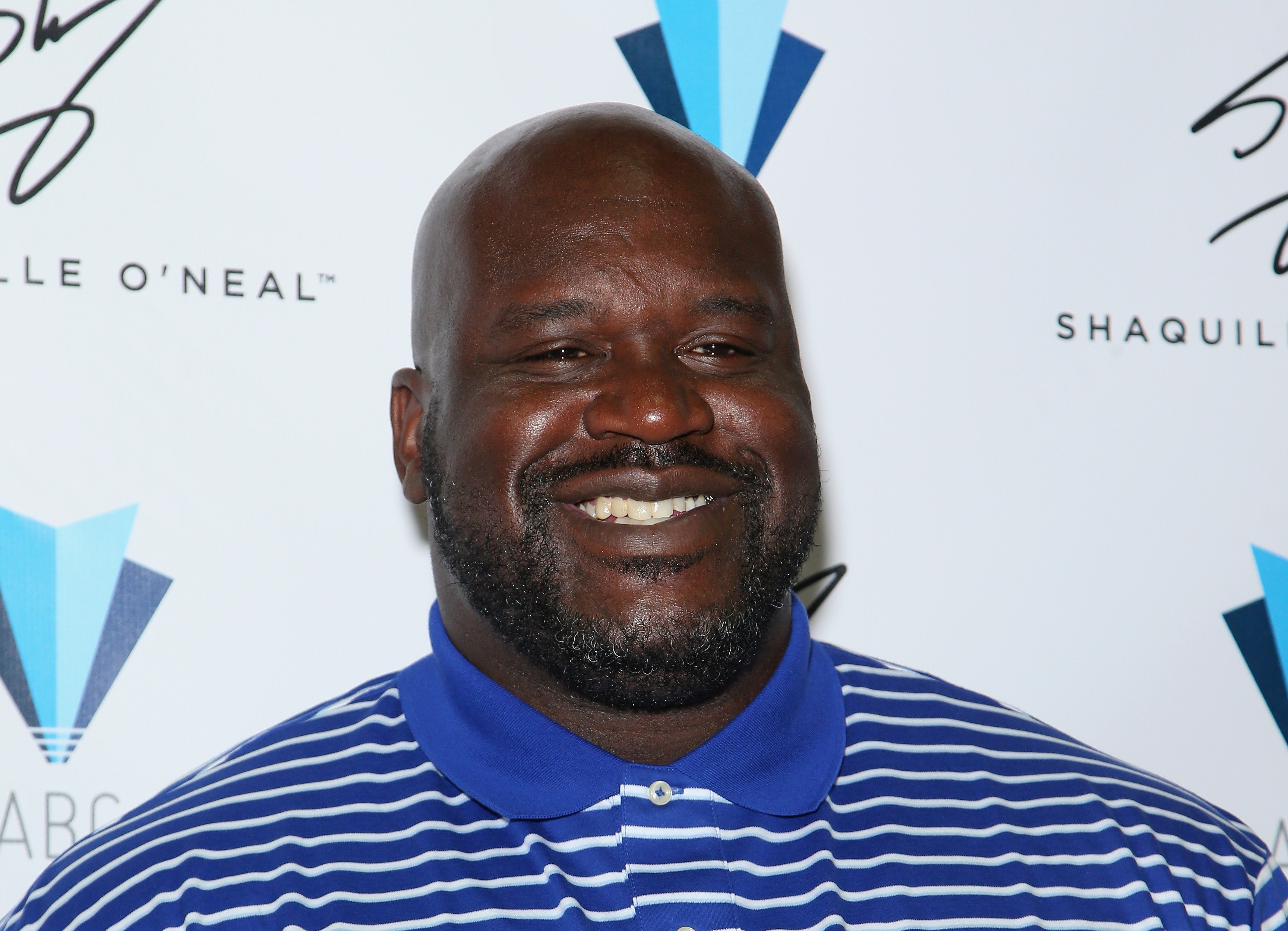 Shaquille O'Neal poses in the Authentic Brands Group booth during the Licensing Expo 2016 at the Mandalay Bay Convention Center on June 21, 2016. | photo: Getty Images