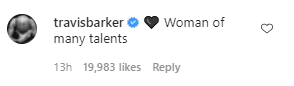 Travis Barker's comment under his girlfriend Kourtney Kardashian's post. | Photo: Instagram.com/kourtneykardash