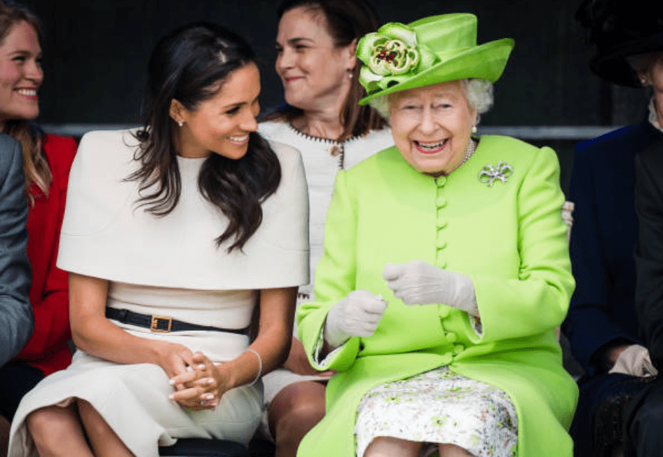 Meghan Markle shared a laugh with Queen Elizabeth during an event for the opening of the new Mersey Gateway Bridge, on June 14, 2018, in Widness, England | Source: Getty Images (Photo by Samir Hussein/Samir Hussein/WireImage)