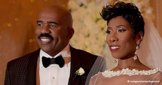 Steve Harvey's daughter shares throwback wedding photo with her mom in pink long gown