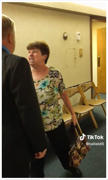 The woman in an altercation with the TikToker's father | Source: TikTok.com/hallieb85