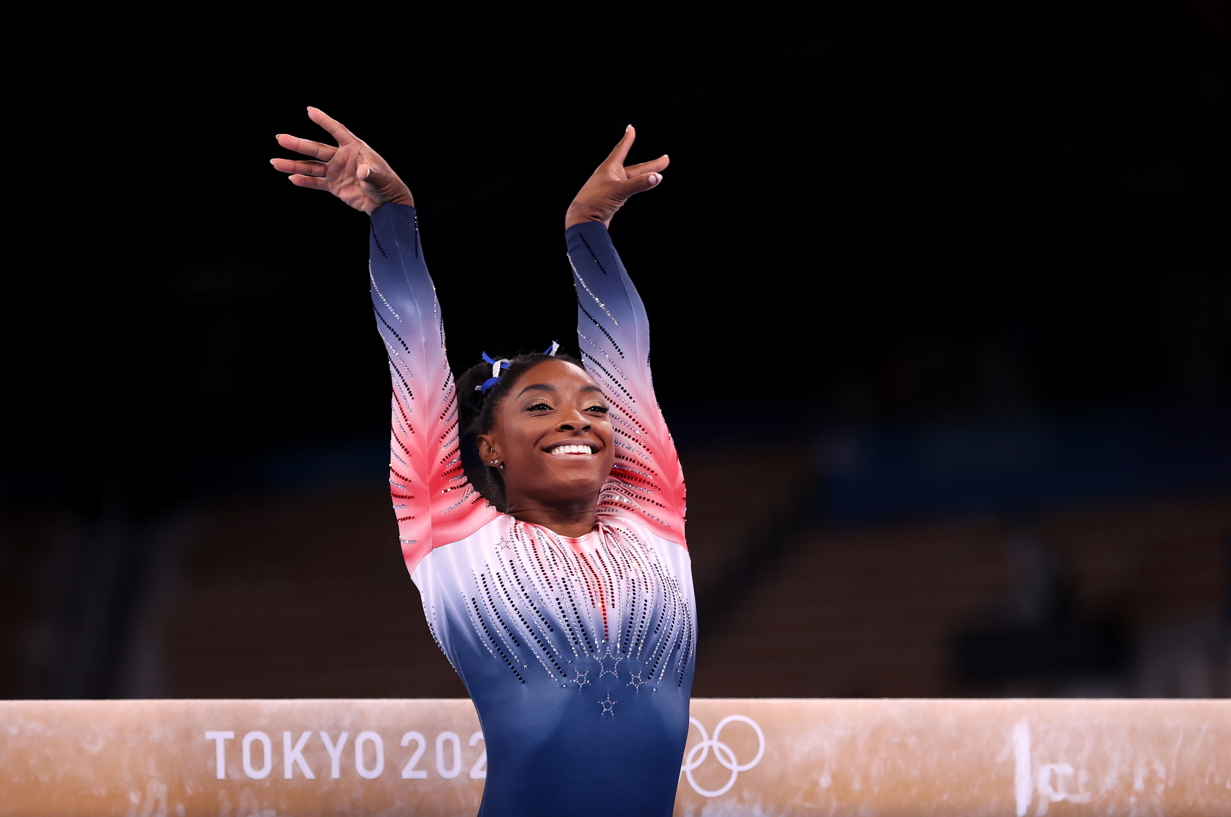 Simone Biles in the Women's Balance Beam Final at the Tokyo 2020 Olympics on August 3, 2021 | Source: Getty Images