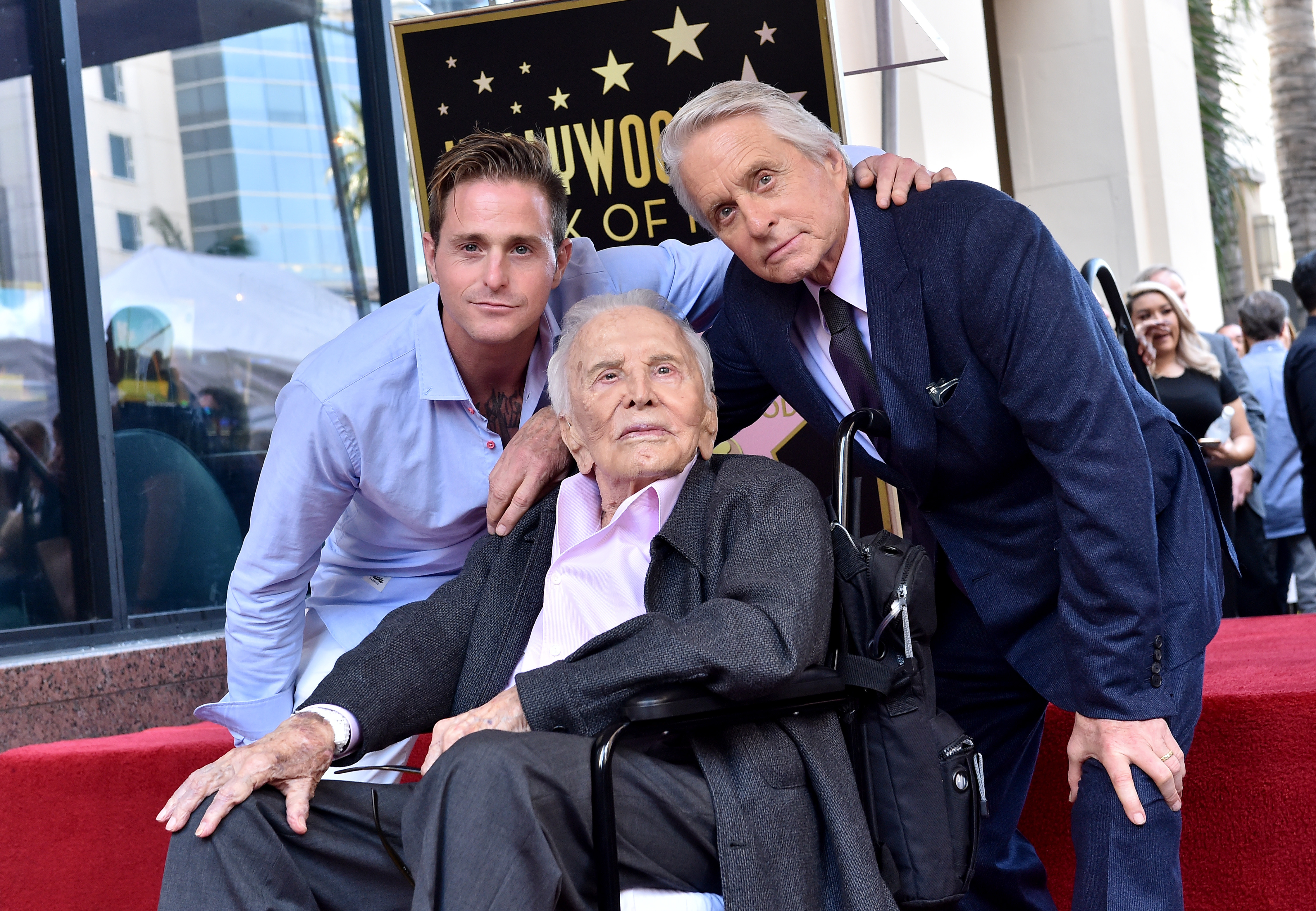 Cameron, Kirk, and Michael Douglas at the ceremony honoring Michael Douglas with star on the Hollywood Walk of Fame on November 6, 2018, in Hollywood. | Source: Getty Images