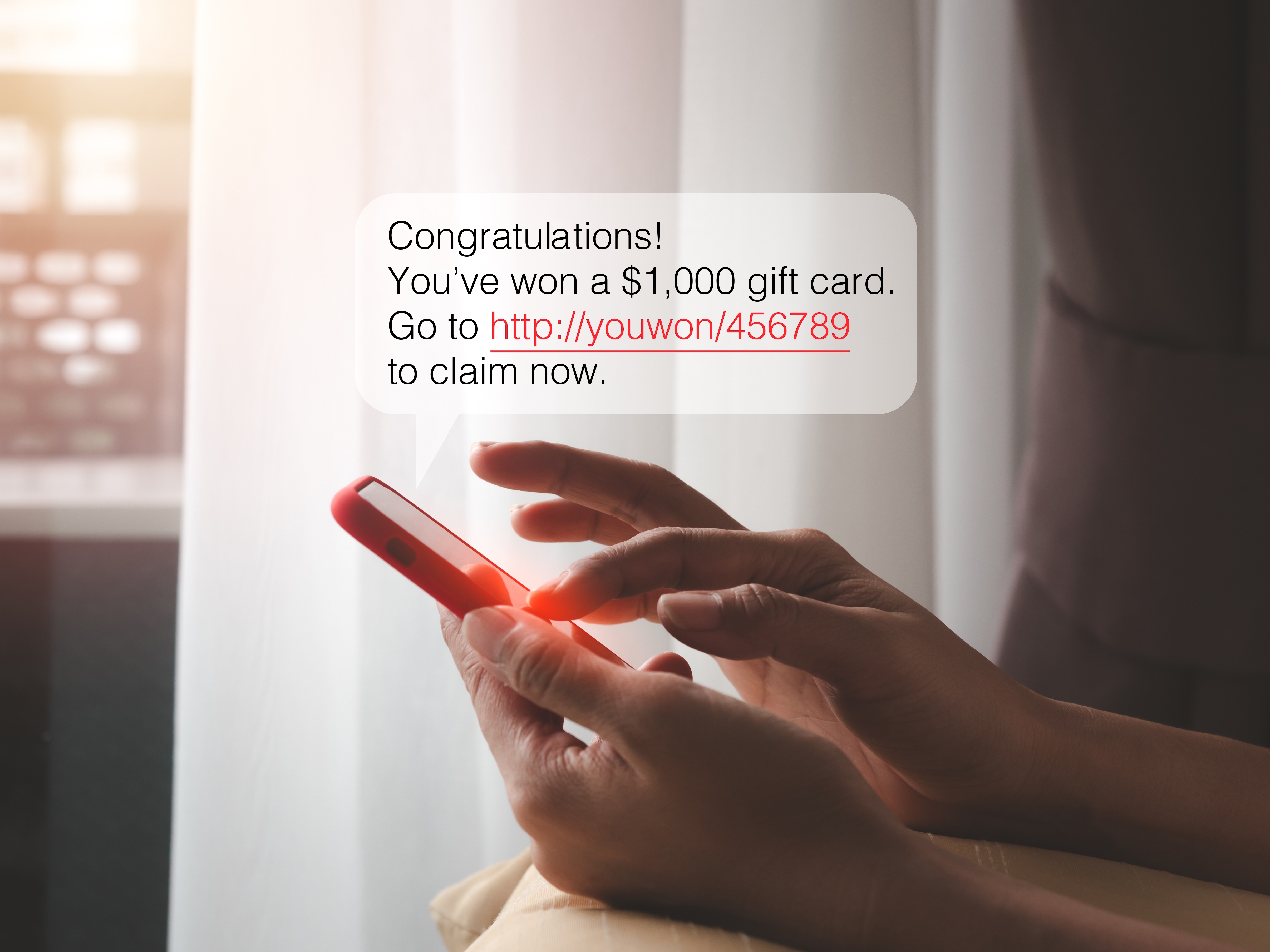 A scam text informing the receiver of a prize won | Source: Shutterstock