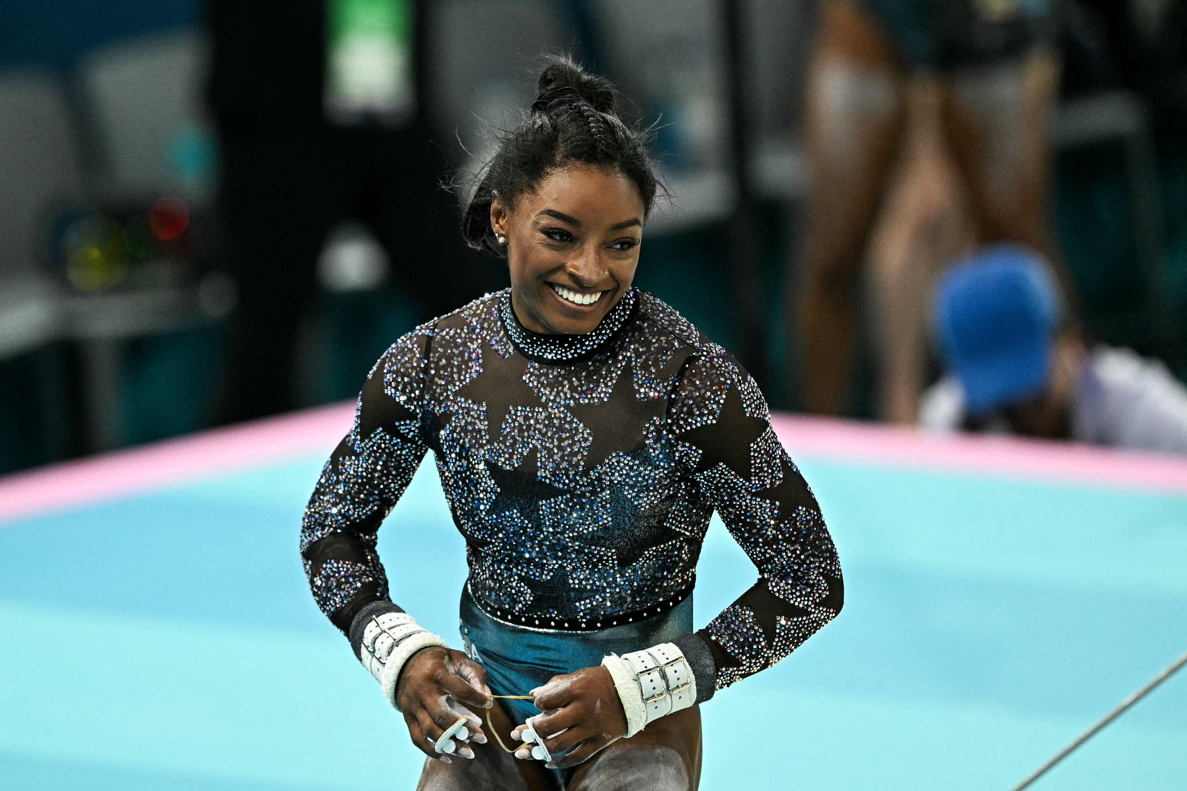 Simone Biles during the Artistic Gymnastics Women's Qualification in Paris, France on July 28, 2024 | Source: Getty Images