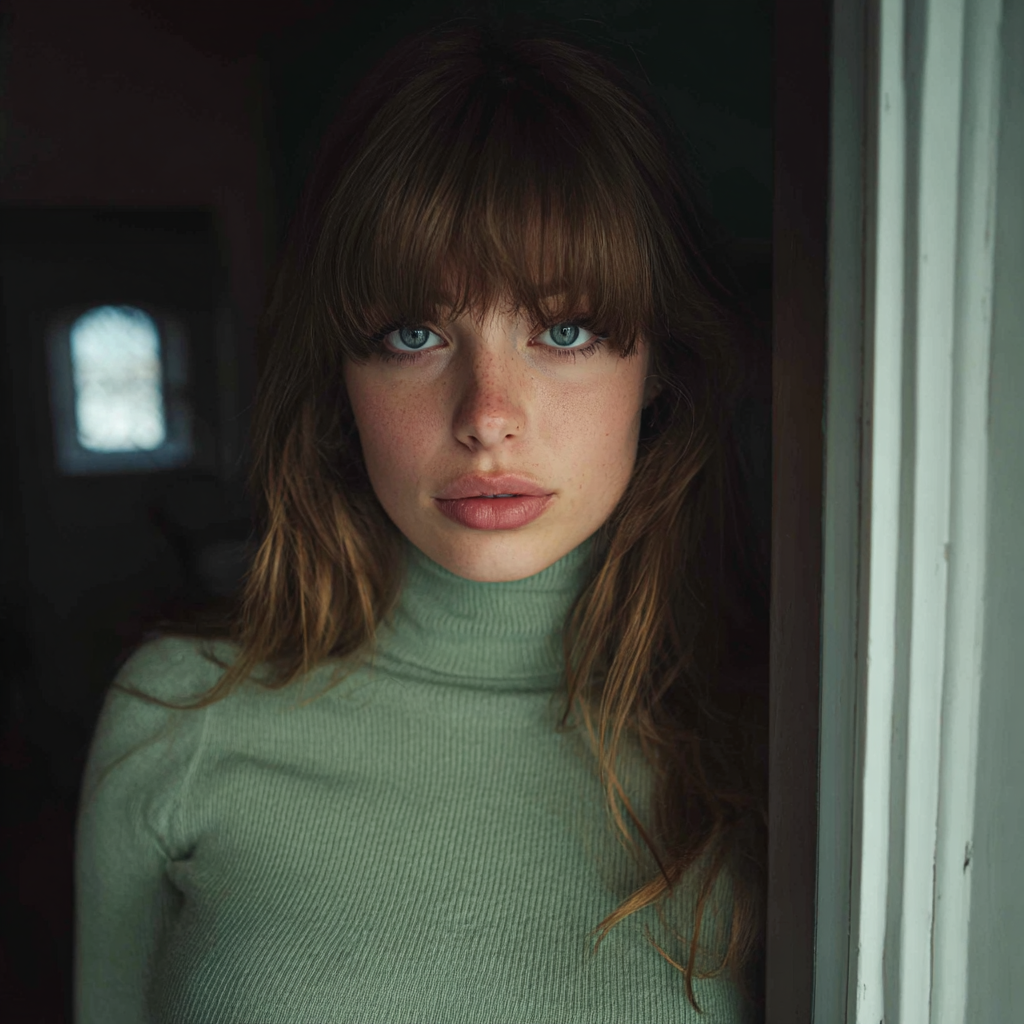 A woman standing at a front door | Source: Midjourney