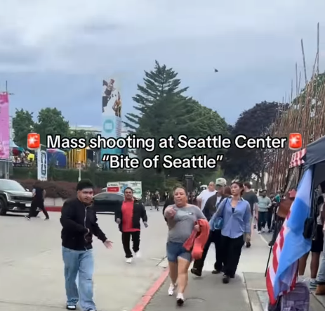 Festivalgoers rush away from Seattle Center after gunfire erupted during the Bite of Seattle food festival. Videos shared online captured the sudden shift from a busy summer celebration to scenes of panic as people fled in search of safety. | Source: Instagram/leebotracks