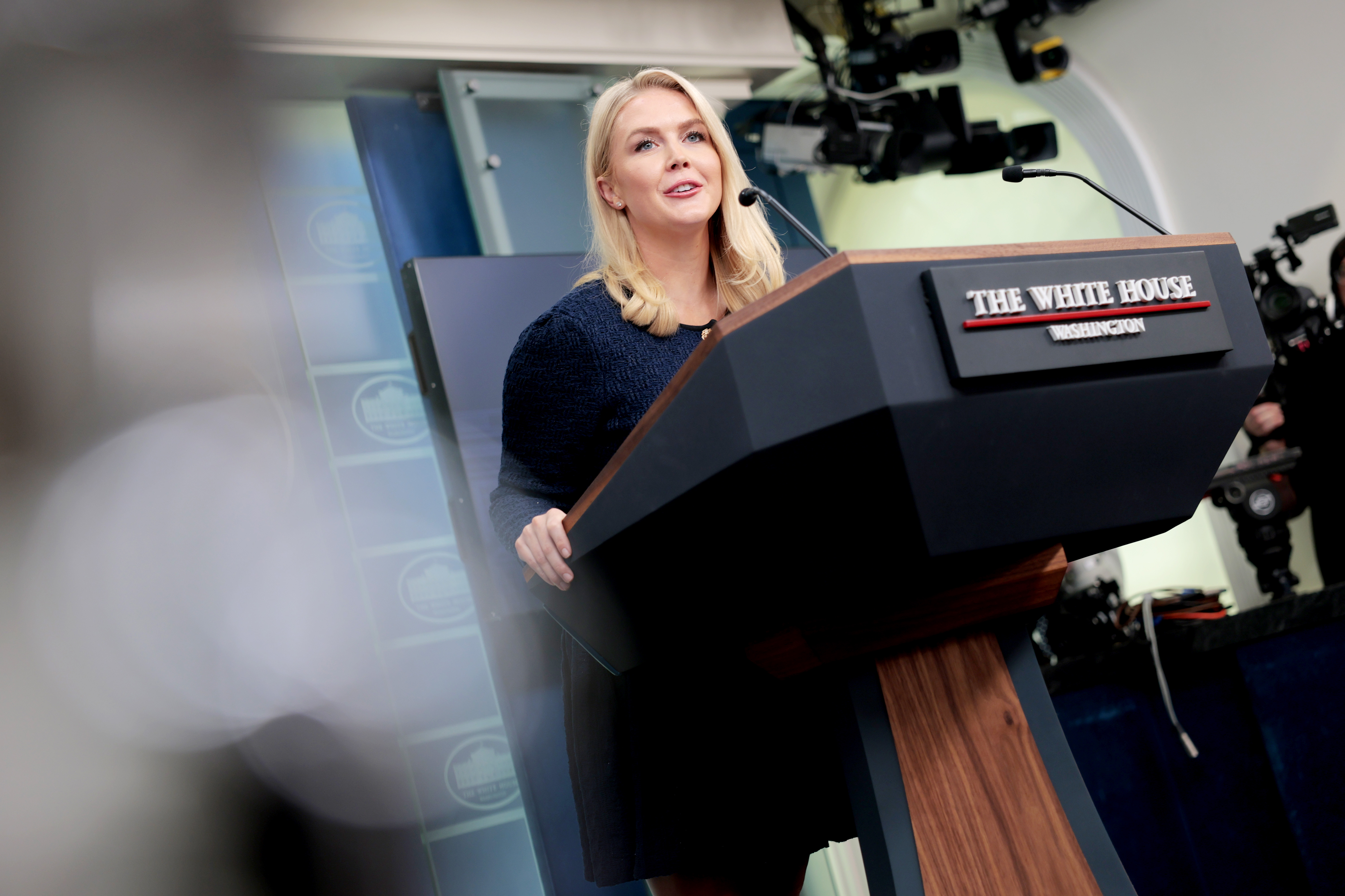 White House press secretary Karoline Leavitt is seen during a press briefing in Washington, DC on June 03, 2025 | Source: Getty Images