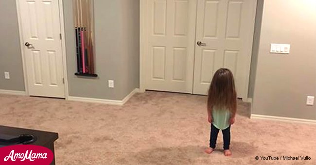 Little girl is about to show her dance moves but seconds later her brothers burst into the room