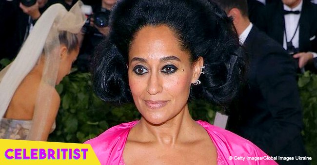 Tracee Ellis Ross stuns with colorful geometric oufit and orange lipstick