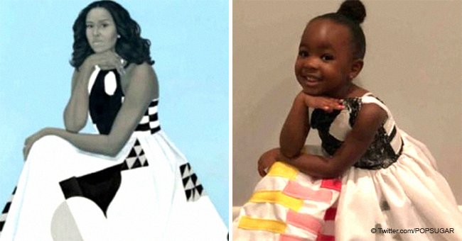 Toddler who admired portrait of Michelle Obama dresses up as former First Lady for Halloween