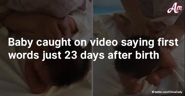 Baby caught on video saying first words just 23 days after birth