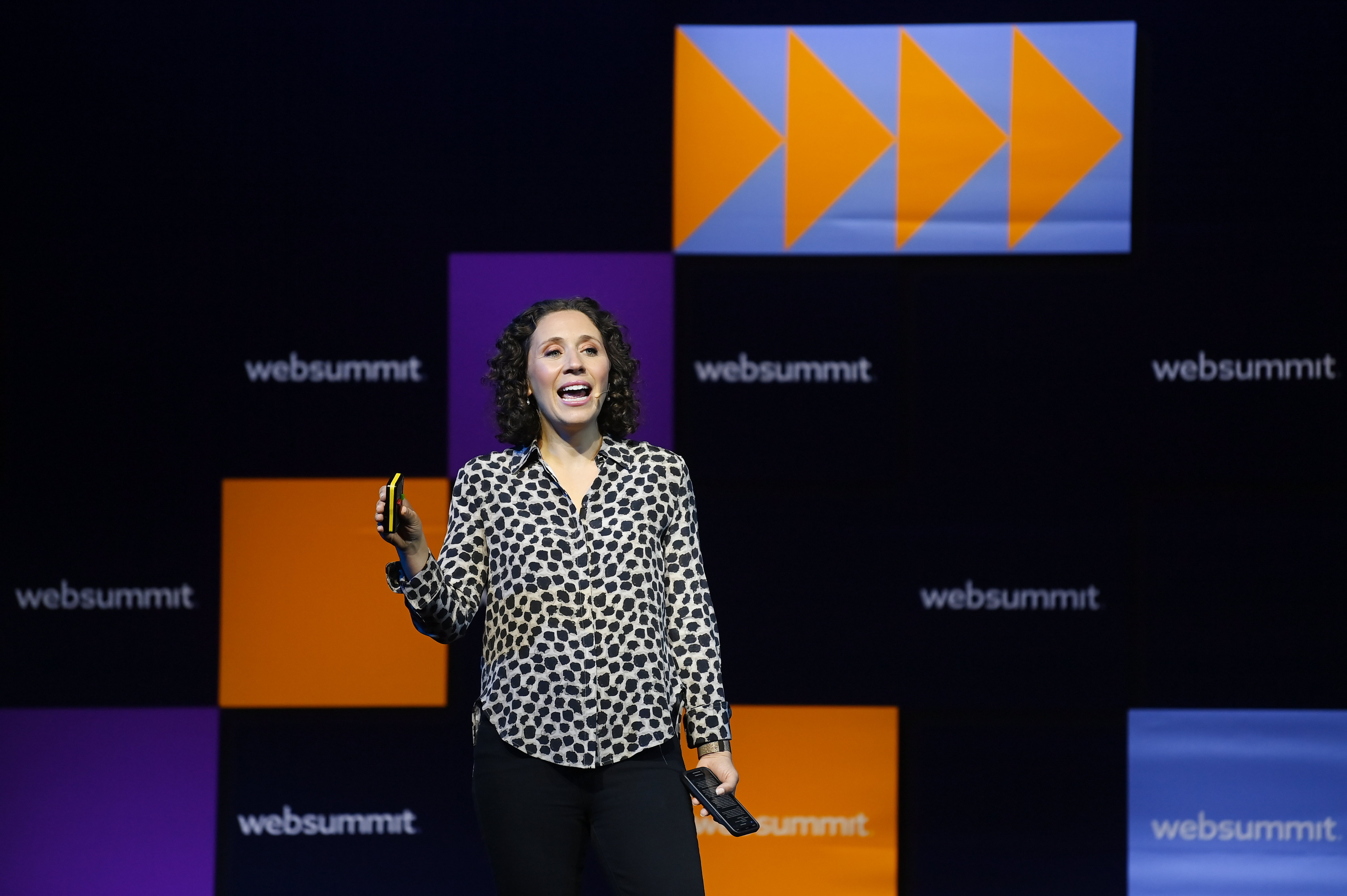 AP Executive Editor Julie Pace speaking during the Web Summit in Lisbon, Portugal on November 2, 2022. | Source: Getty Images